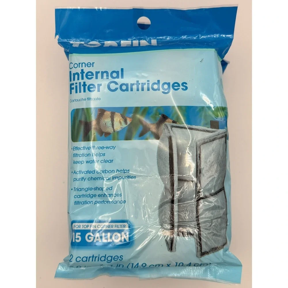 Top Fin Corner Internal Filter Cartridges 15 Gallon Aquarium Filter 2 Pack Lot 3